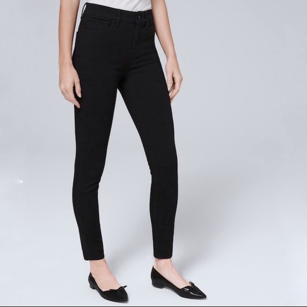 White House Black Market WHBM Womens Petite Black The Skinny Ankle Jeans size 2P